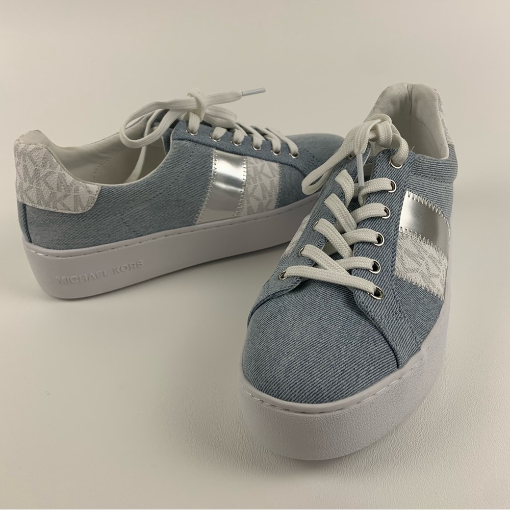 Michael Kors Women size 8.5 Poppy Denim Lace Up Sneakers